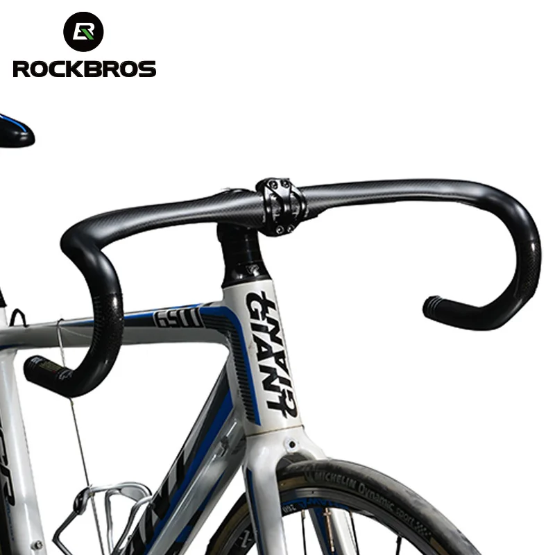 

ROCKBROS Bicycle Handlebar Carbon Fiber Ultralight Bent Bar Road Handlebar Clamp Diameter 31.1 - 32.5mm Black Bike Handlebars