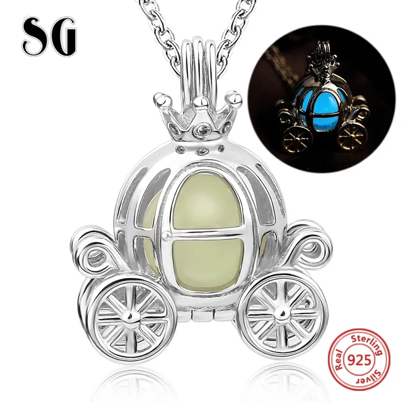 

SG 2018 new arrival carriage glowing chains necklace&pendant 925 sterling silver diy fashion jewelry making for women gifts