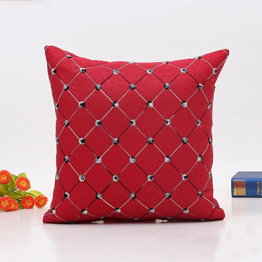 Meijuner искусственный бриллиант узор наволочка современная мода простой чехол для подушки для дома, свадьбы, Спальня диван размером 45*45 см - Цвет: Красный