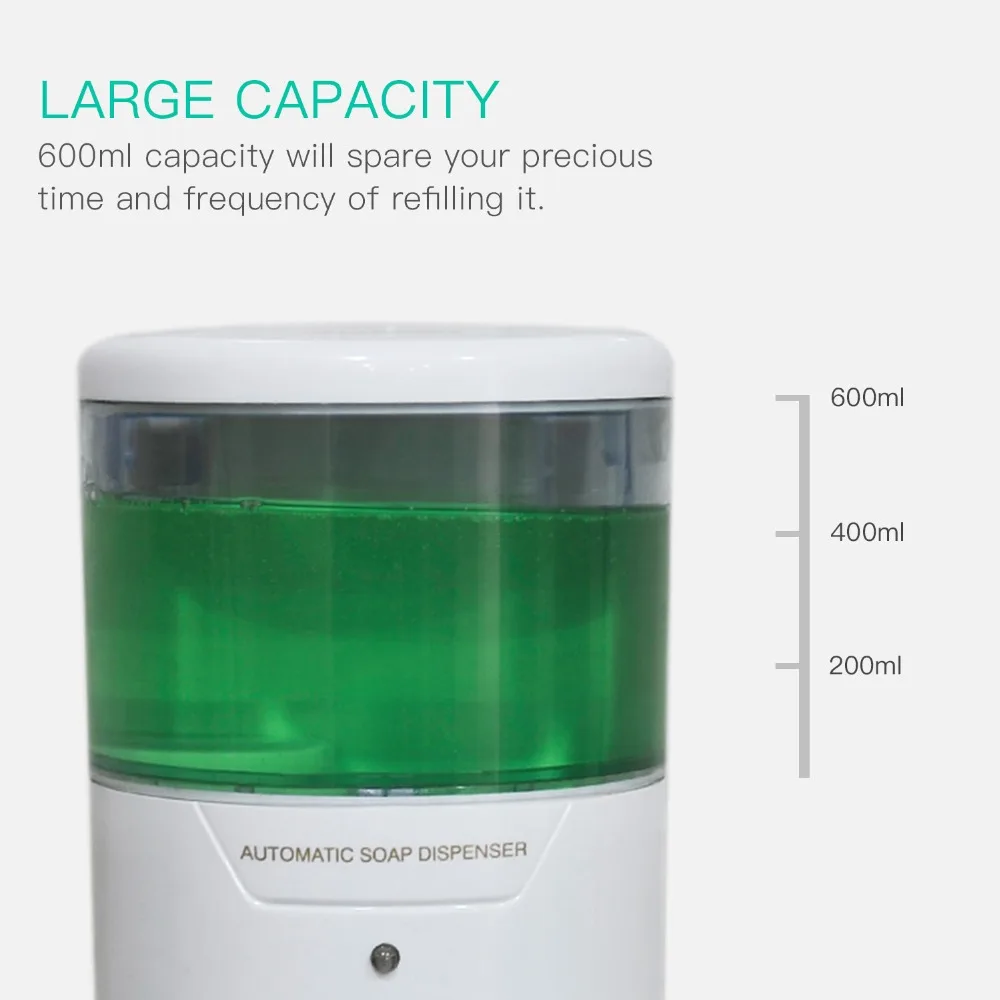 Настенный автоматический дозатор мыла объемом 600 мл, АБС-пластик, дозатор жидкого мыла для ванной комнаты в отеле
