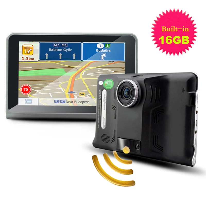 

7 inch Android 4.4 Car DVR Camera Full HD 1080P 16GB GPS Navigation Radar Detector WiFi Car Truck Vehicle GPS Navigator Dashcam