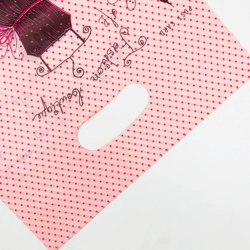 50 шт. платье принт розовый пластиковый пакет 25x35 см большой бутик ювелирных изделий Подарочная упаковка пластиковые хозяйственные сумки с ручкой Z165