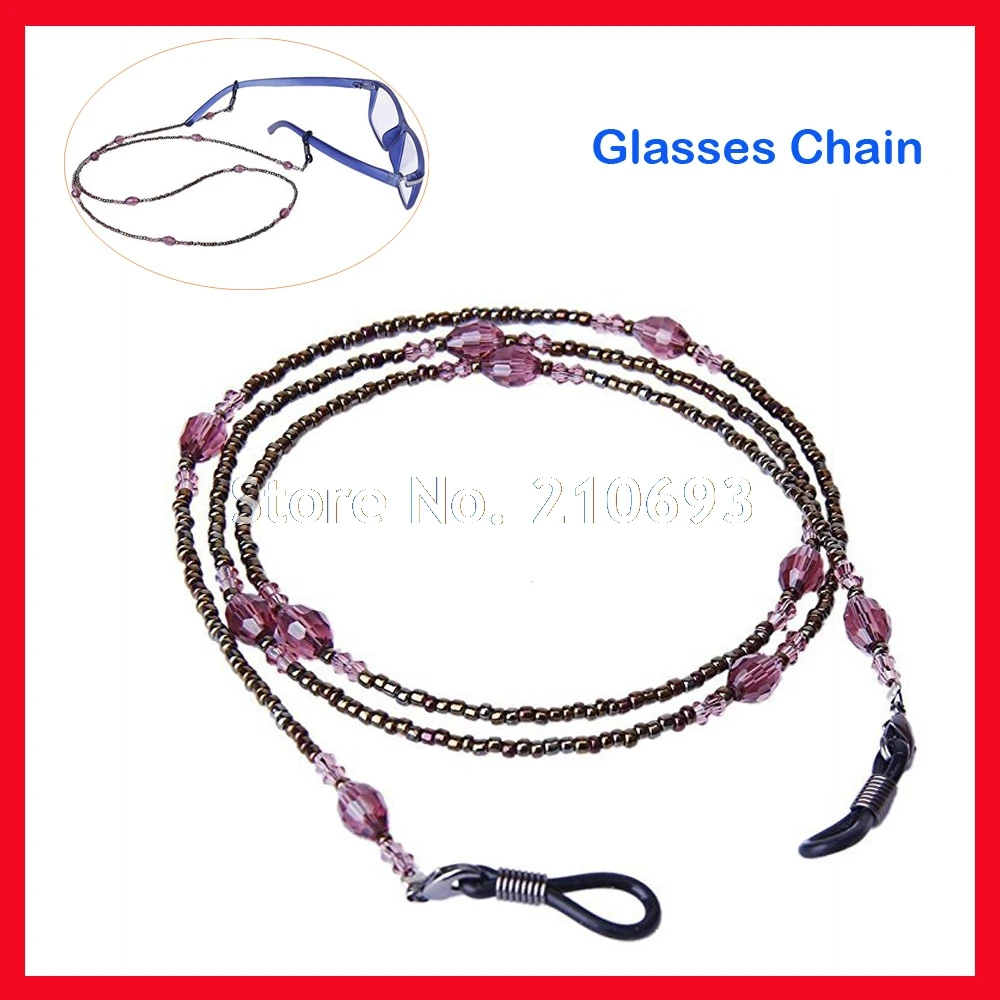 

2018 New Purple Crystal Eyeglasses Chain Anti Slip Straps Sunglasses Rope Reading Glasses Cord Free Shipping