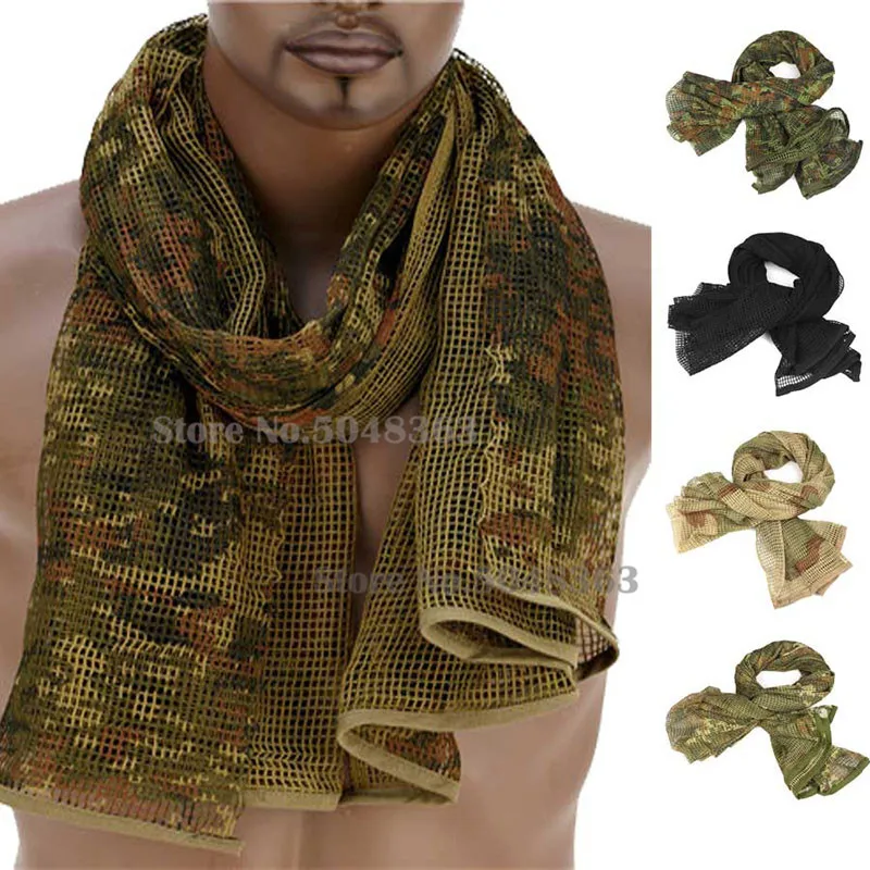 

Multifunction Military Camouflage Mesh scarf Outdoor Tactical scarf Sniper Face Veil Scarves for Airsoft Hunting Hiking 190*90cm