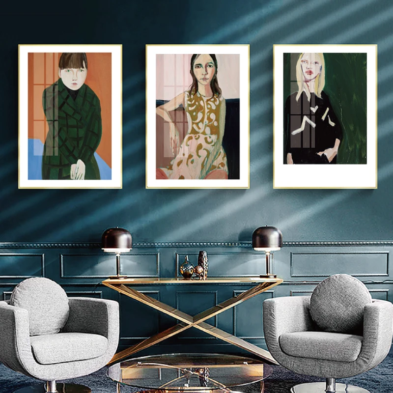 

Abstract Nordic Modern Oil painting Girl pople Style Art Prints Modern Style Cuadros Poster Living room decor Geometric Poster