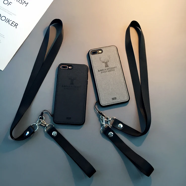 

Luxury Deer Cloth Phone Cases For iphone 7 8 6 6s Plus Ultra Thin Soft Silicone Cover For iphone X Xs Max XR case with straps