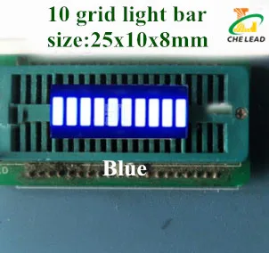 10 шт. 25*10 мм светильник-бар 10 сеточная цифровая трубка красный зеленый синий желтый белый светодиодный цифровой светильник-бар 10 сегментный светодиодный светильник-бар - Цвет: Blue
