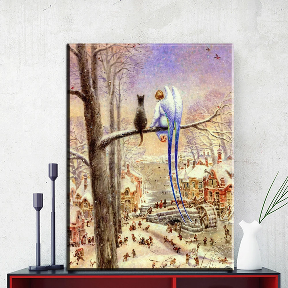 

ZZ2081 Vladimir Rumyantsev forward cat world oil painting wall Art Picture Paint on Canvas Prints wall painting no framed