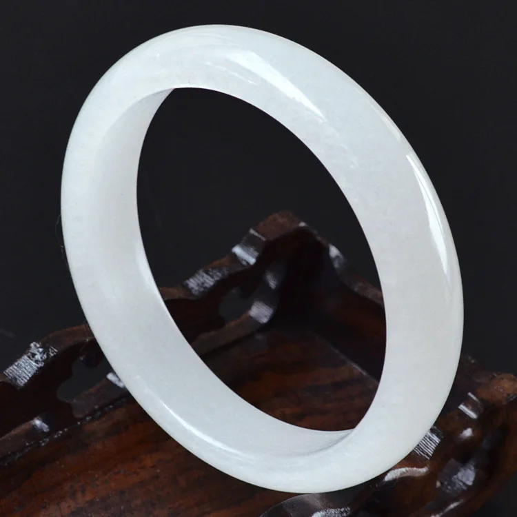 60-63 мм внутренний диаметр класс высокое качество натуральный белый нефрит Браслеты тонкий драгоценный камень нефрит браслет ювелирные