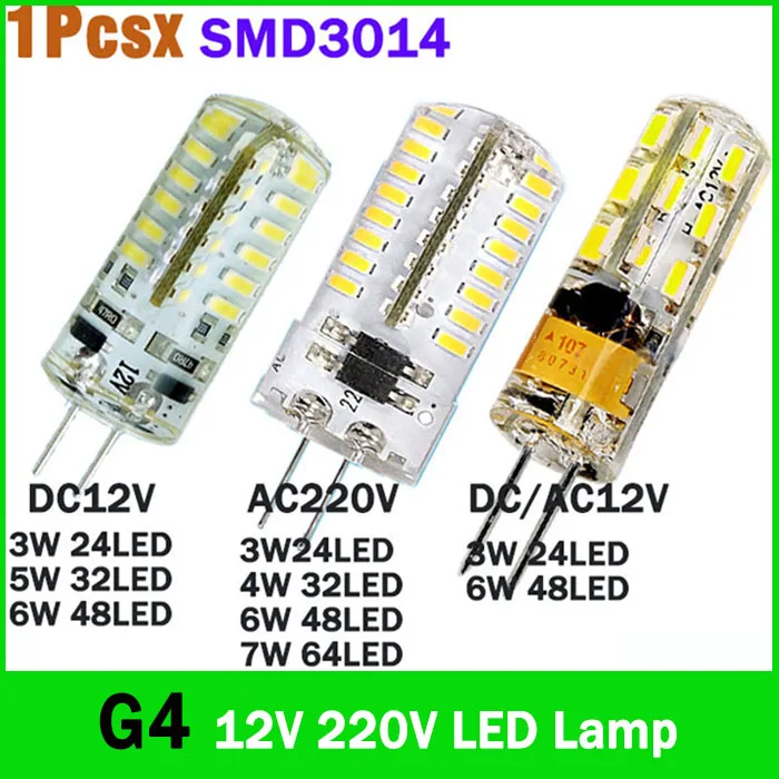 G4 светодиодный 12В светильник с регулируемой яркостью SMD3014 3W 4W 6W 7W DC AC 12V 220V Замена