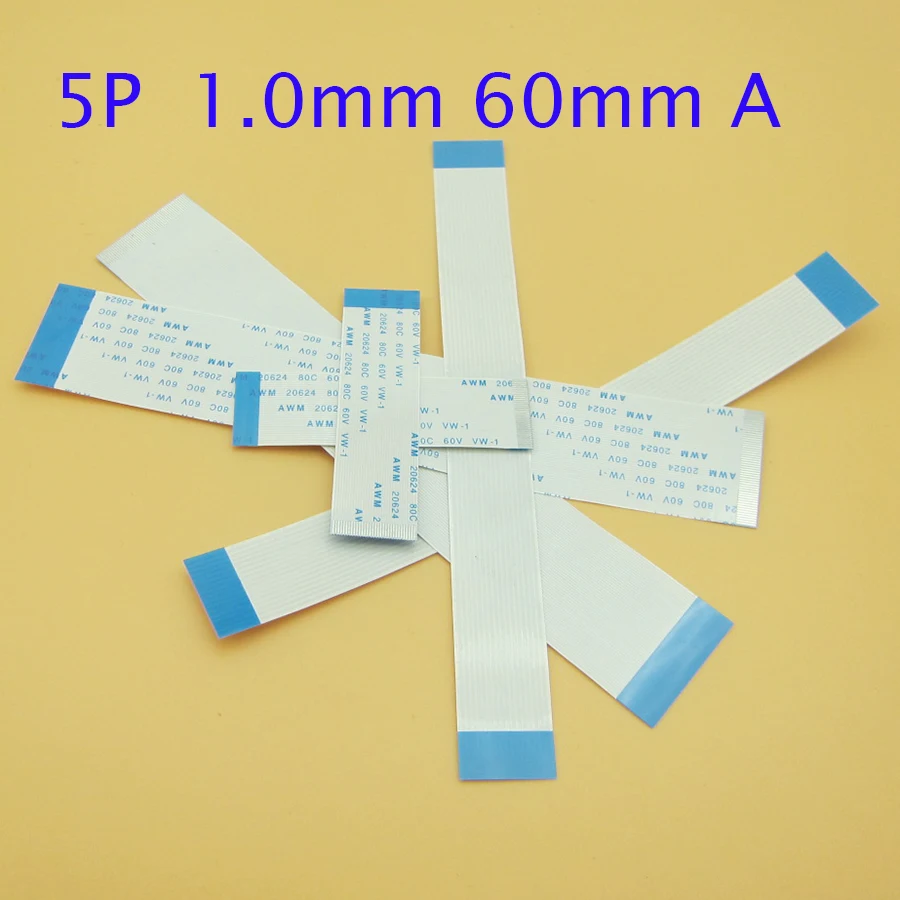 

5pcs FFC FPC flat flexible 5p cable 1.0mm pitch 5 pin forward Length 60mm Width 6mm Ribbon Flex Cabl