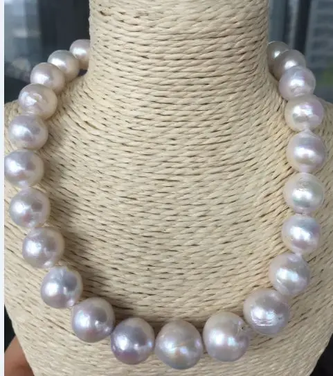 

huge 12-13mm baroque south sea white pearl necklace 18inch silver