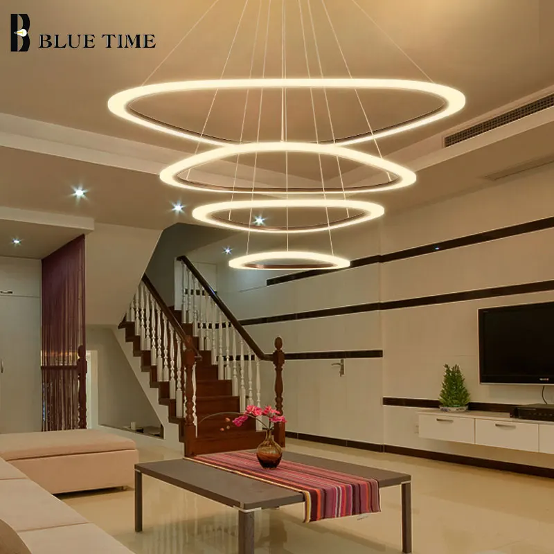 

Blue Time Triangle Modern Led Chandelier Lighting For Living Room Dining Room Bedroom Black&White Frame Acrylic Led Chandelier