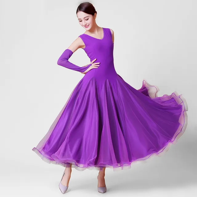 purple women ballroom dress modern dance costumes dancing clothes