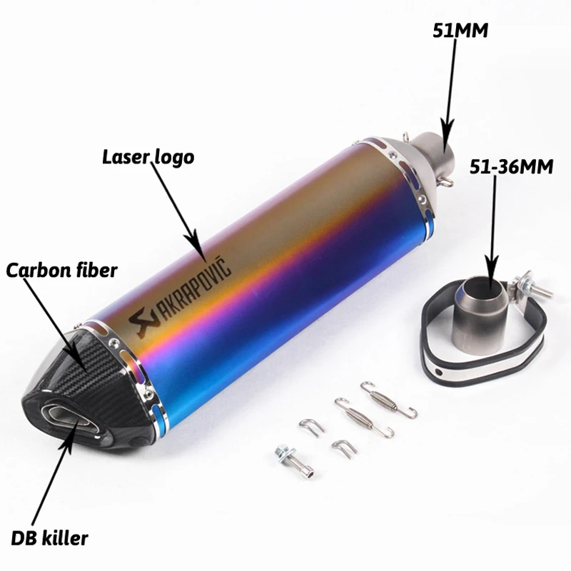 570mm largo silenciador moto de motogp cbr cqr yzf Akrapovic accesorios escape de moto ktm 36-51mm R1 250cc 350cc 600cc 570mm largo silenciador moto de motogp cbr cqr yzf Akrapovic accesorios escape de moto ktm 36-51mm R1 250cc 350cc 600cc