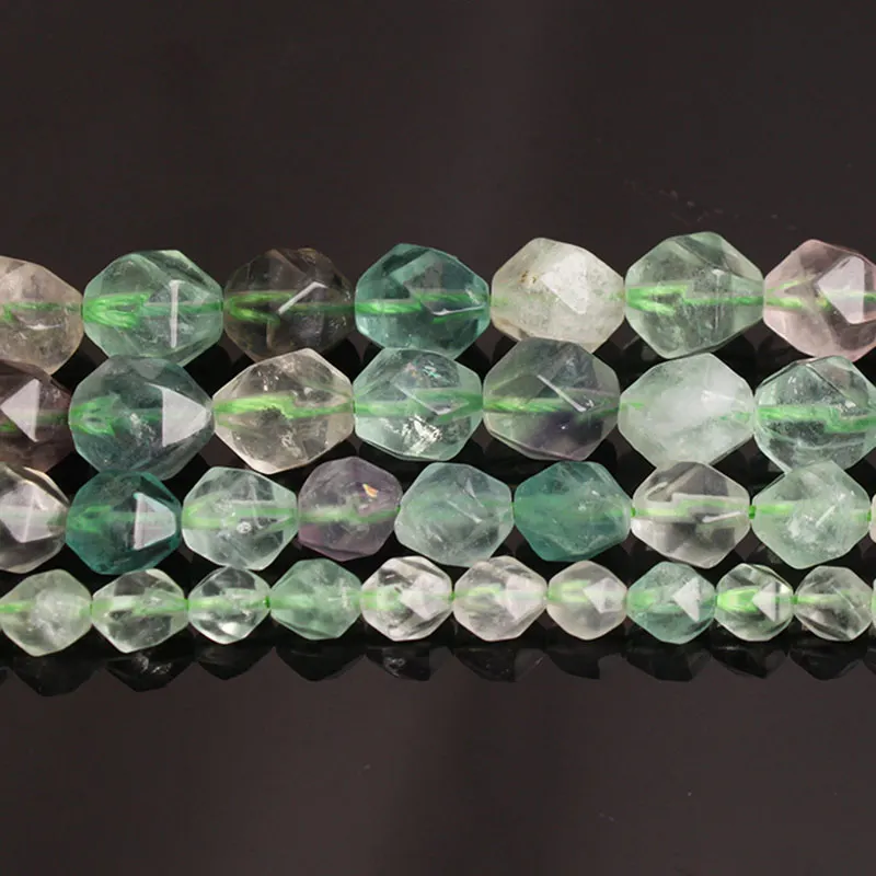 6-10mm Natural Faceted Purple &amp Green Fluorite Beads For Jewelry Making Necklace 15'' Needlework DIY Bracelets | Украшения и