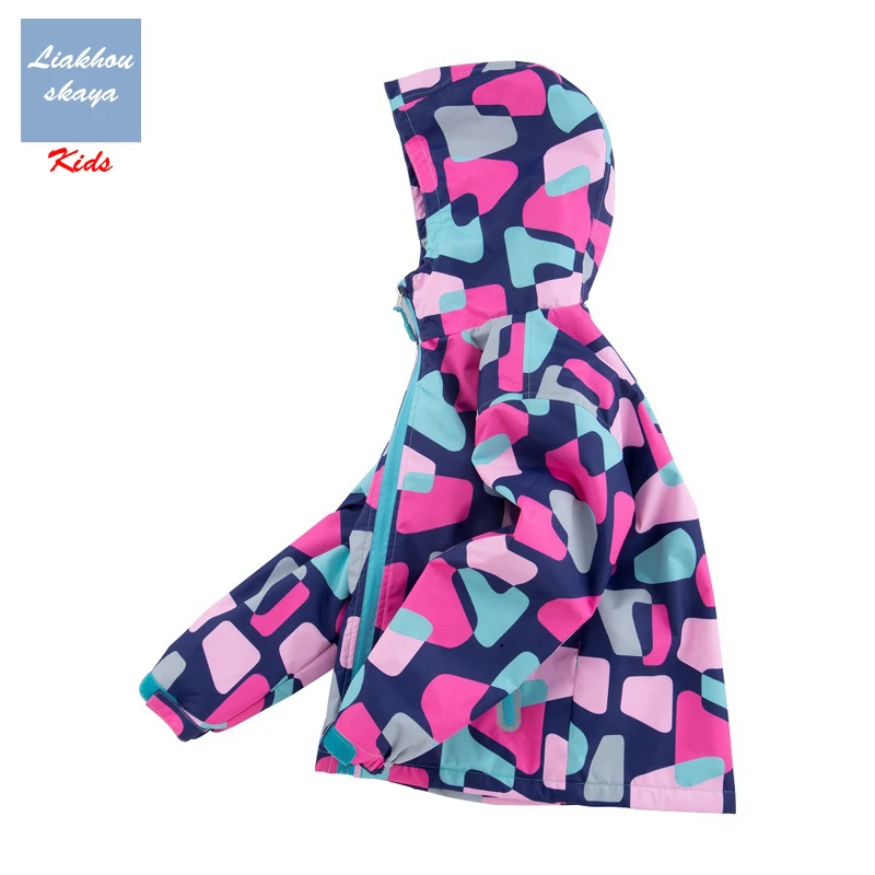 Liakhouskaya/ г.; Весенняя модная детская флисовая куртка для девочек; пальто с цветочным принтом; Детские ветровки; водонепроницаемая верхняя одежда