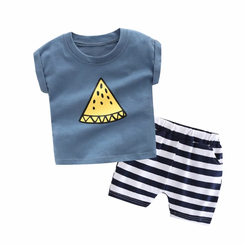 

Summer Boys Clothes Children Short Sleeve T Shirt Stripe Short Pants Girl Beach Sets Kid Sport Suit Cotton Casual Baby Clothing