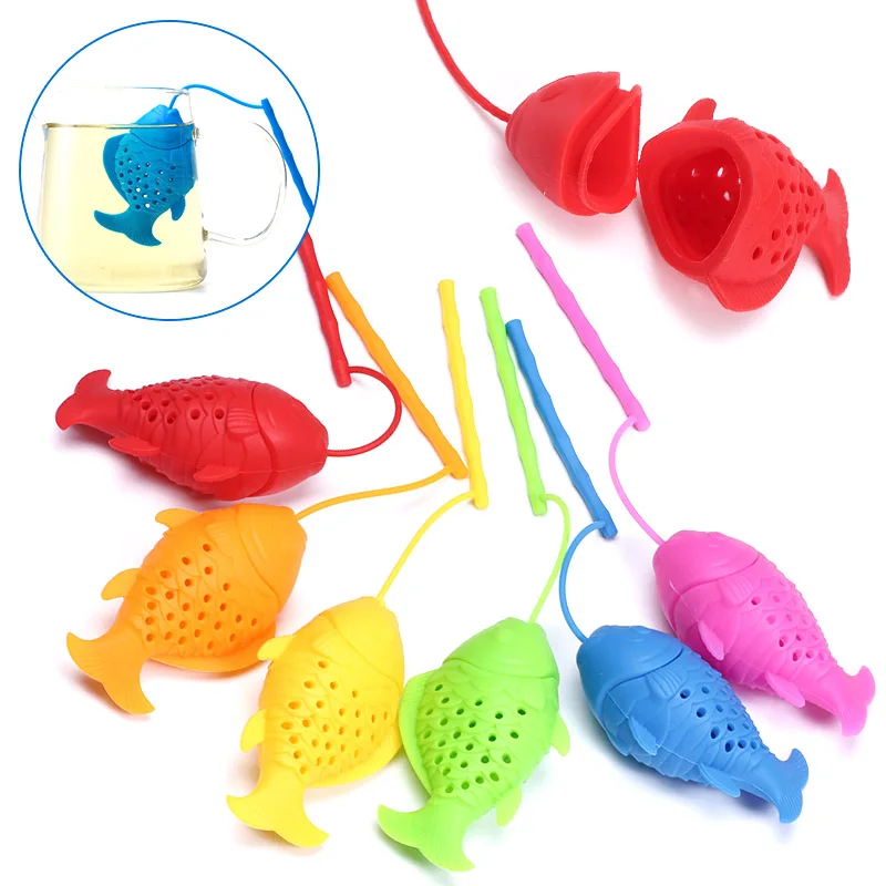 

Fish Silicone Tea Strainer Loose Tea Leaf Infuser Spice Herbal Strainer Diffuser Random Color TB Sale