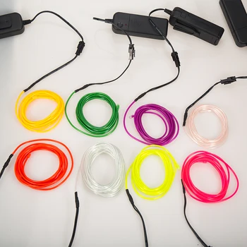 

1m/3m/5M 3V Flexible Neon Light Glow EL Wire Rope tape Cable Strip LED Neon Lights Shoes Clothing waterproof led strip