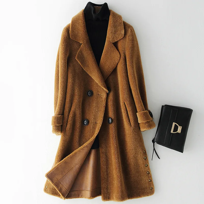 Revers Velours Herbe Moutons Veste Petit Des Purple Longue Épais Lâche Chaud 2018 Nouvelles Section En toon Tonte Grain D'hiver Femmes Darl Manteau Le324 Cuir camel Brown XwzWfUqx6
