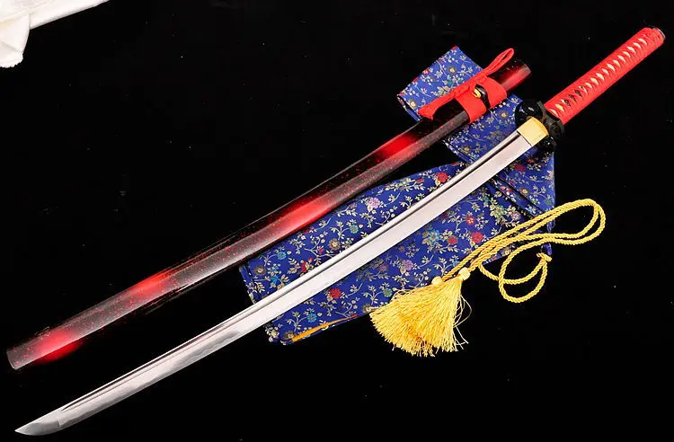Ручной работы 1095 сталь японский самурайский меч катана меч острый, с накладным монтажем