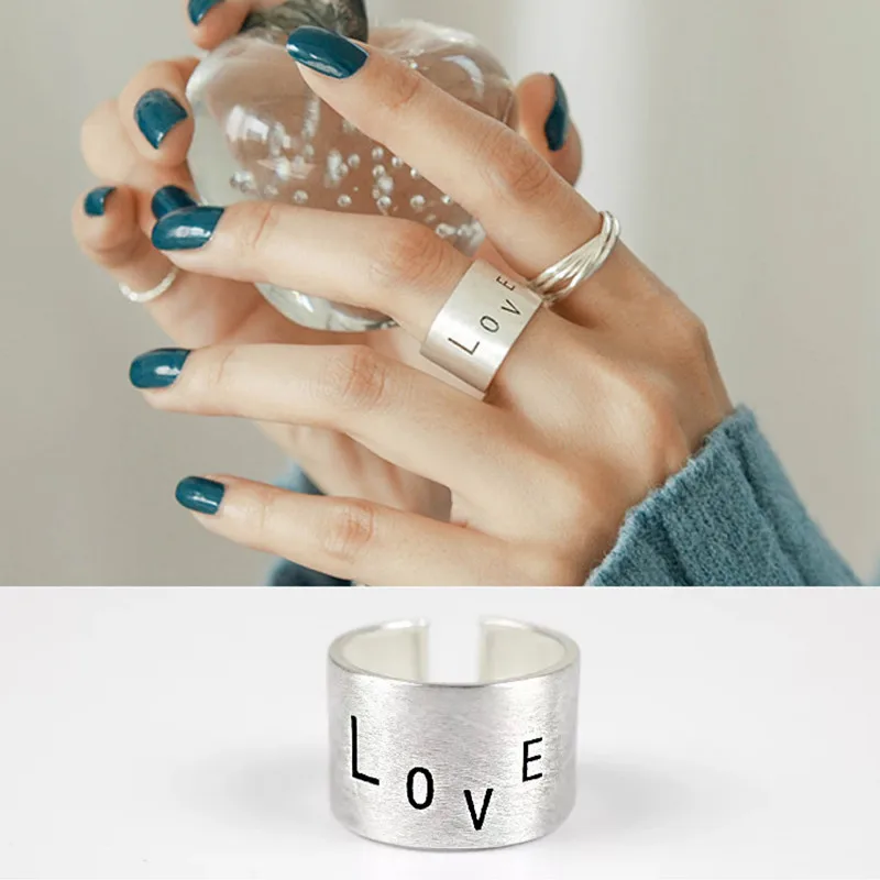 

925 Sterling Silver Love Ring Vintage Charm Jewelry Minimalism Mom Unique Birthday Gift Anillos Boho Rings for women Bague Femme