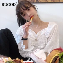 Блузка RUGOD Женская кружевная с коротким рукавом|Блузки|