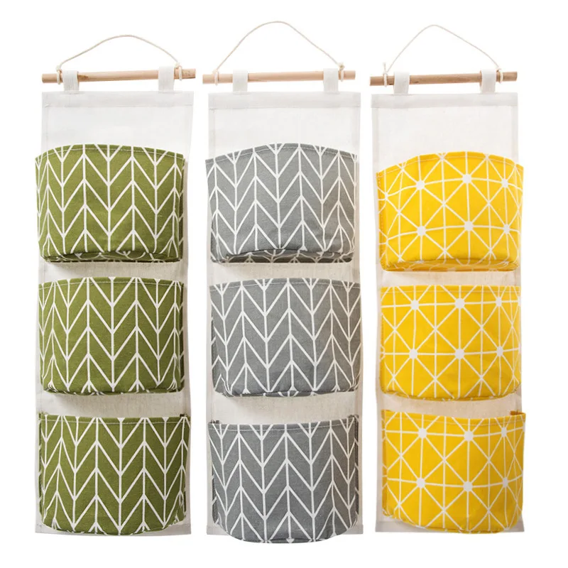 Cute Wall Sundry Cotton Line Hanging Organizer Bag Multi-layer Holder Makeup Rack Jewelry Storage Box Basket wx12011444