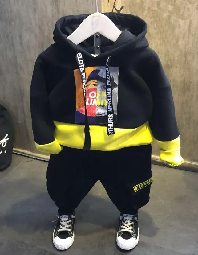 

Baby Boys Clothing Sets Autumn Winter Boy Set Sport Suits Boys Plush hoodie & Plush pants 2Pieces Kids Clothes set 2-6years