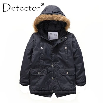 

Detector Boys' Parka Jackets Hooded Warmly Children Cotton Coats Boy Winter Fur Coat Boys Kids Hiking Jacket Clothes Outerwear