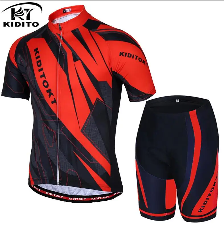 Kiditokt pro короткие велосипедные Джерси набор roupas de ciclismo полиэстер MTB велосипед одежда Комплект гоночный велосипед одежда bicicleta - Цвет: CBJ-TZ-0401