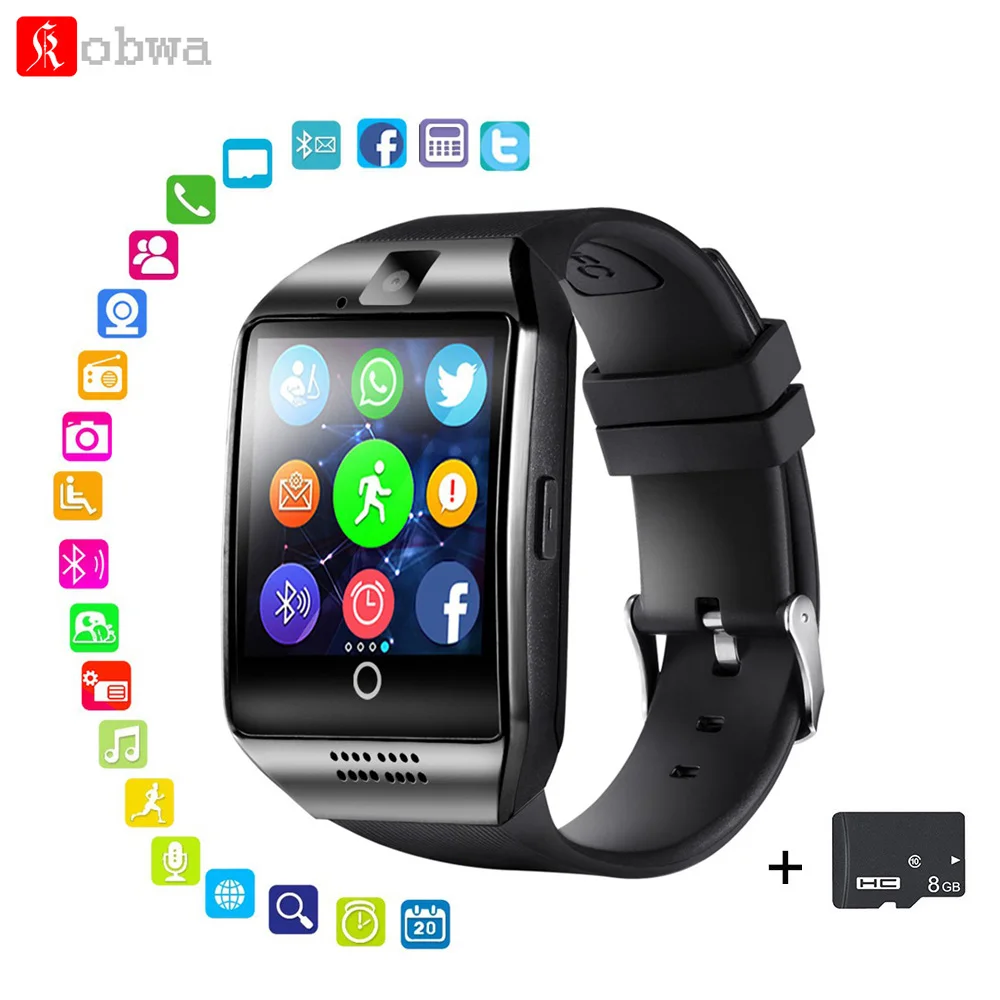 

KOBWA Q18 Smart Watch Support SIM Card Phone Call Push Message Camera Bluetooth Smartwatch with 8G Memory Card For IOS Android