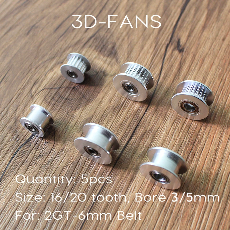 5Pcs GT2 Pulley 20 & 16 With Teeth or Without Teeth Pulley Timing Gear Bore 5MM & 3MM For GT2 belt Width 6MM For 3D Printer 5Pcs GT2 Pulley 20 & 16 With Teeth or Without Teeth Pulley Timing Gear Bore 5MM & 3MM For GT2 belt Width 6MM For 3D Printer