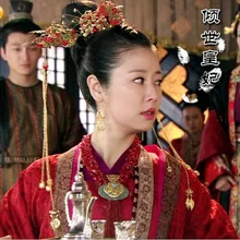 ТВ Играть Гламурная «наложница императора» введение принцессы красный костюм и волосы диадемы полный набор