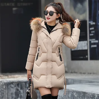 

Autumn Winter Female Cotton Coats New Fashion Warm Hooded parkas Women Large size jacket Solid Color Loose Warm Outerwear N477