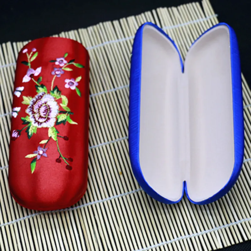 

High End Full Handmade Double Embroidery Box Glasses Storage Case Fine Cherry blossoms Real Silk Brocade Gift Box Pen Case