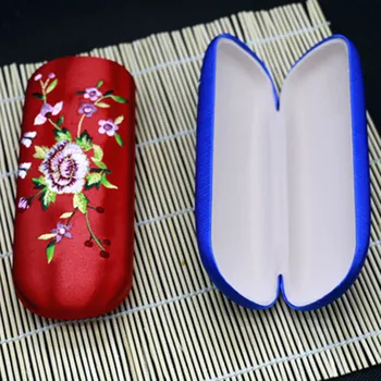 

High End Full Handmade Double Embroidery Box Glasses Storage Case Fine Cherry blossoms Real Silk Brocade Gift Box Pen Case