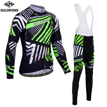 

SIILENYOND Winter thermal fleece long sleeve Cycling clothing sets bike wear MTB Jerseys Cycling Sets 2018 men Equipacion