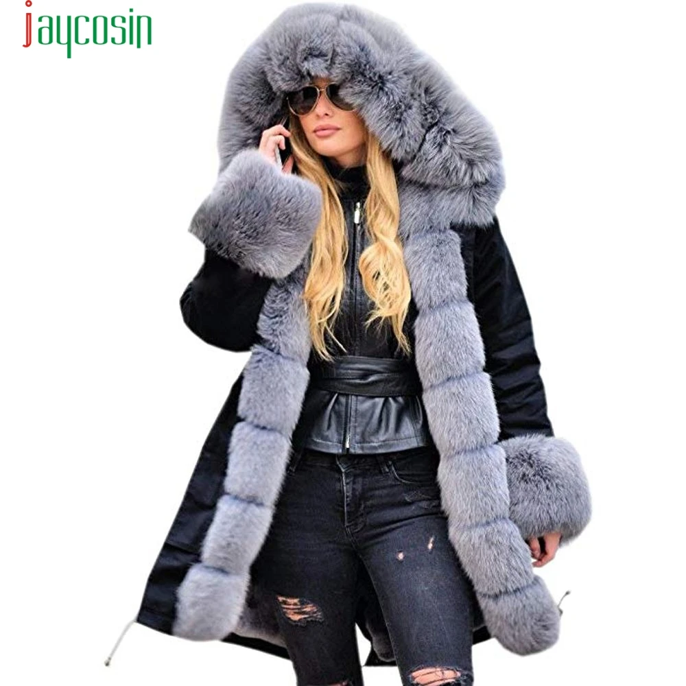 Capuchon Coton b g h Mode Chaud A i Veste À c Long Taille N0805 f e La Col Jaycosin Polaire Luxe De Outwear d Plus Fourrure Femelle 2018 Fq4406C
