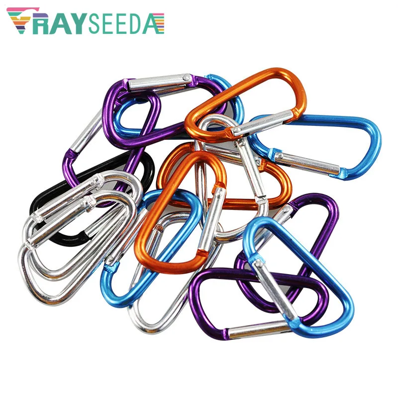 Rayseeda 3pieces 7# 60MM D Shape Climbing Carabiners Outdoor Aluminium Alloy Mountaineering Carabiner Hooks For Keys Waterbottle climbing carabiner
