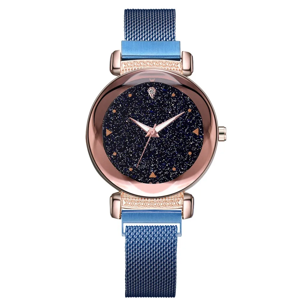 Мода Звездное небо мозаика алмаз кварцевые сетки ремень магнитная пряжка женские часы высокого качества Топ бренд горячая распродажа 2019