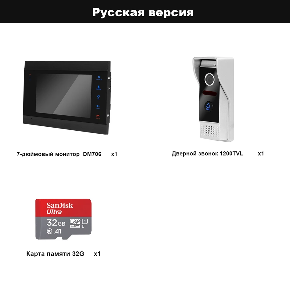 Homefong видео дверной звонок 1200TVL широкоугольная камера безопасности видеодомофон дверной звонок фото видео запись - Цвет: Russian version