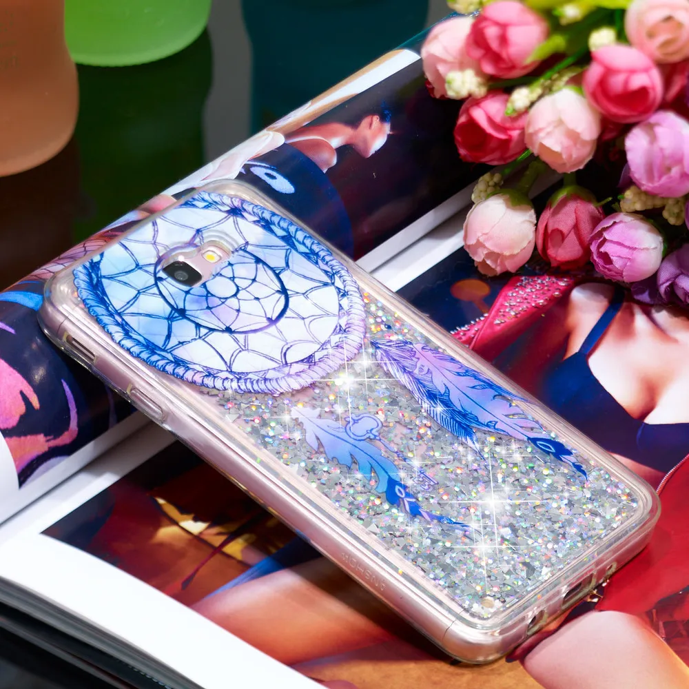 Для Samsung Galaxy J7 Prime 2 Блестящий Жидкий чехол Prime2 On7 2016 шикарный зыбучий песок полный