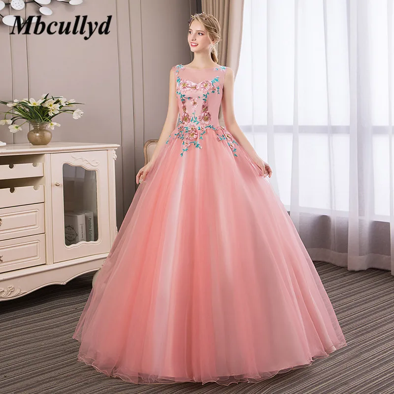 Mbcullyd бальное платье праздничное длинное Quinceanera 2019 розовое кружевное с