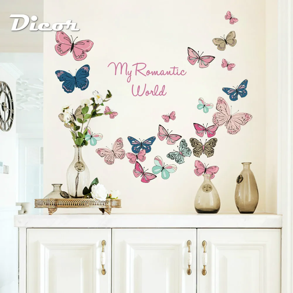 Новинка, наклейка на стену с бабочками, домашний декор, сделай сам, съемная художественная виниловая Фреска для холодильника, детской комнаты, раздвижные двери, QT737KJ