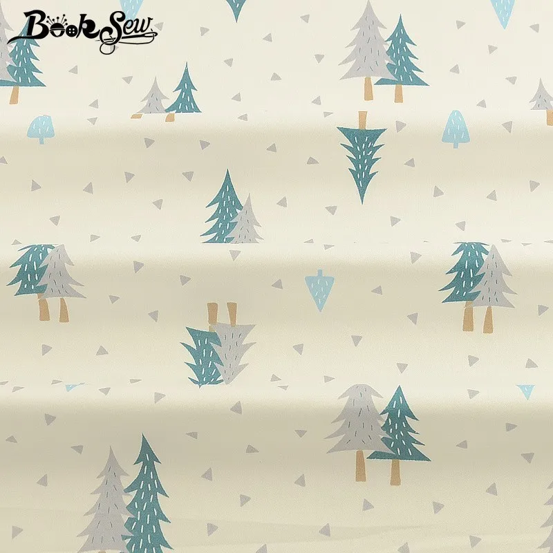 Booksew дизайн деревьев 100% хлопчатобумажная саржевая Ткань для шитья домашний