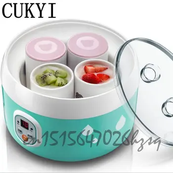 

CUKYI 1L Yogurt machine Household Microcomputer stainless steel liner+Four white porcelain cups Multifunctional Yogurt/Natto