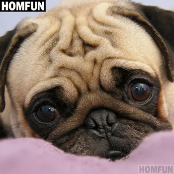 

HOMFUN Full Square/Round Drill 5D DIY Diamond Painting "Lovely dog" 3D Embroidery Cross Stitch 5D Home Decor Gift A00591