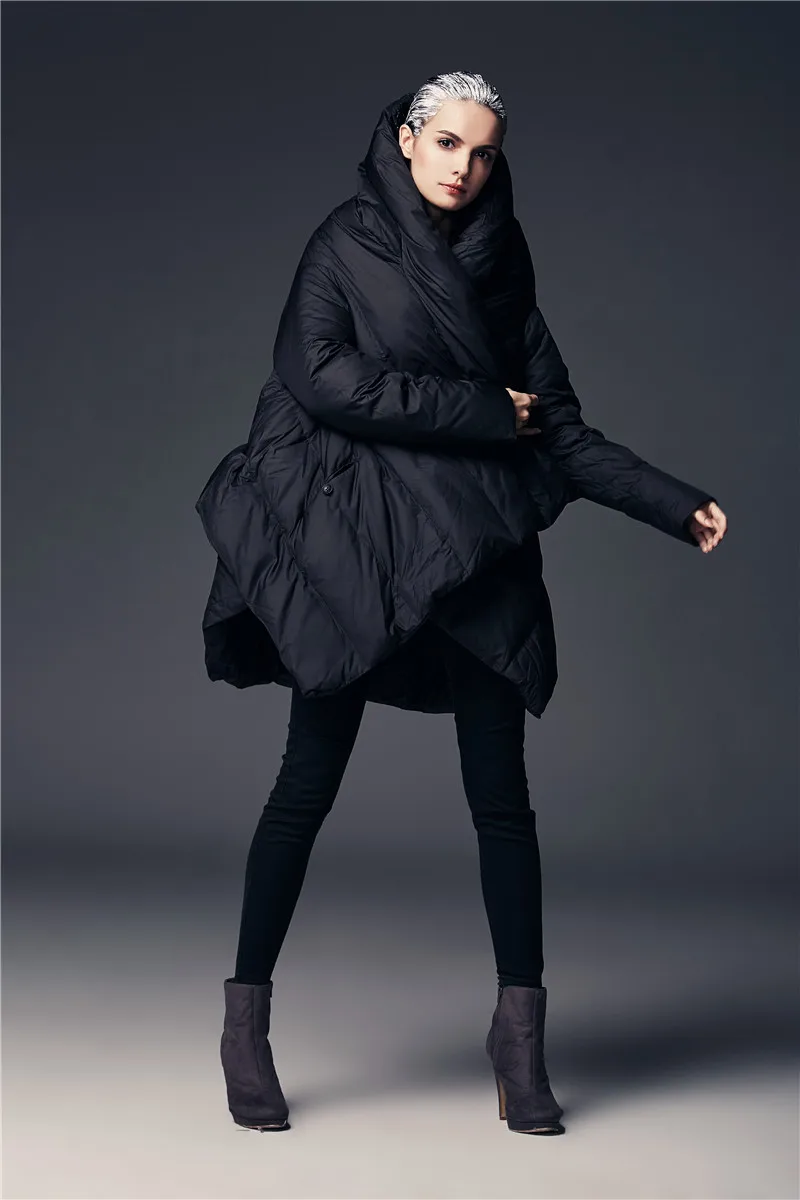Асимметричная Женская куртка, модный Европейский стиль, пуховики, зимнее пальто, парка, свободные женские зимние куртки и пальто, 6xl